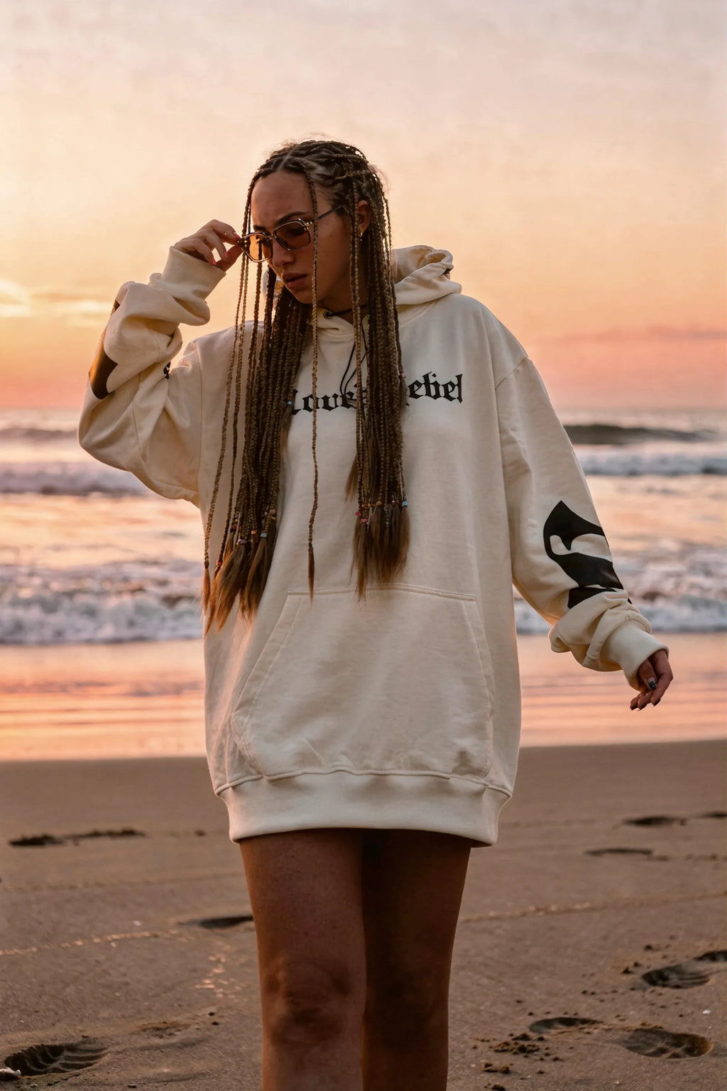 Polerón Hoodie Mafia Tendency Cream Black