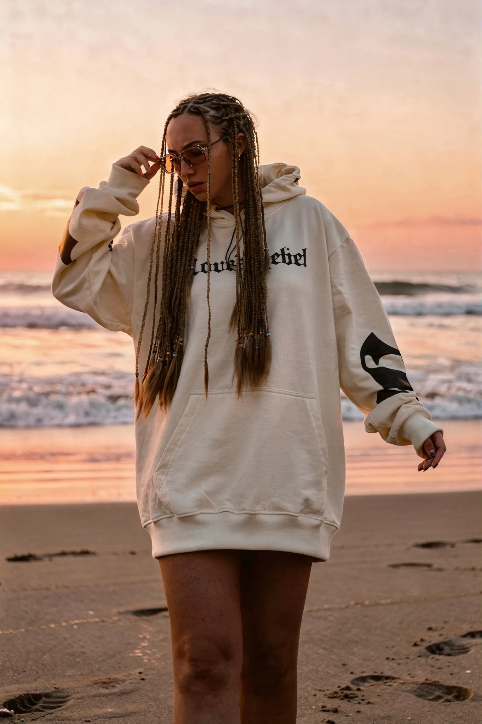 Polerón Hoodie Mafia Tendency Cream Black