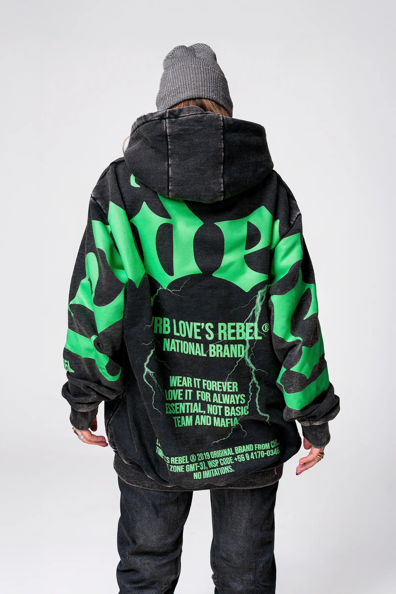 Polerón Hoodie Mafia Tendency Destroyed Green