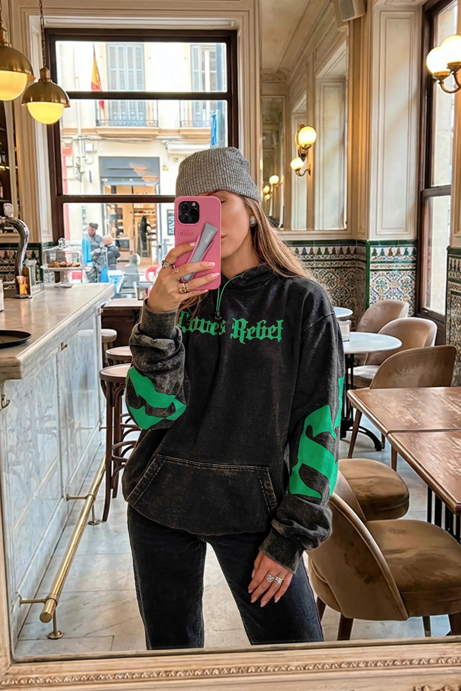 Polerón Hoodie Mafia Tendency Destroyed Green