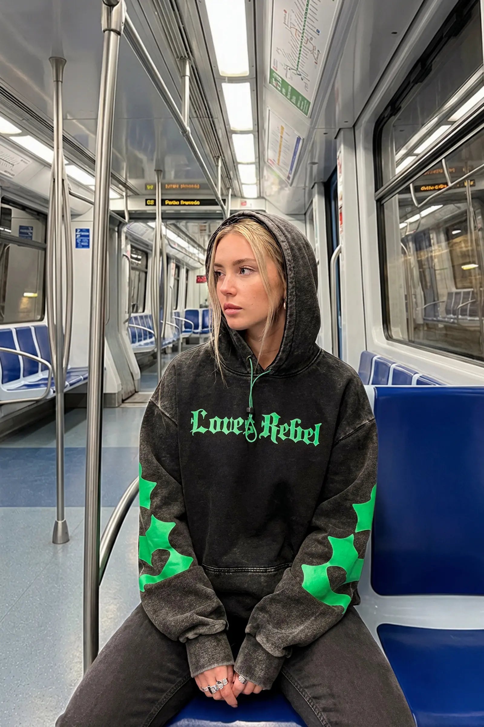 Polerón Hoodie Mafia Tendency Destroyed Green
