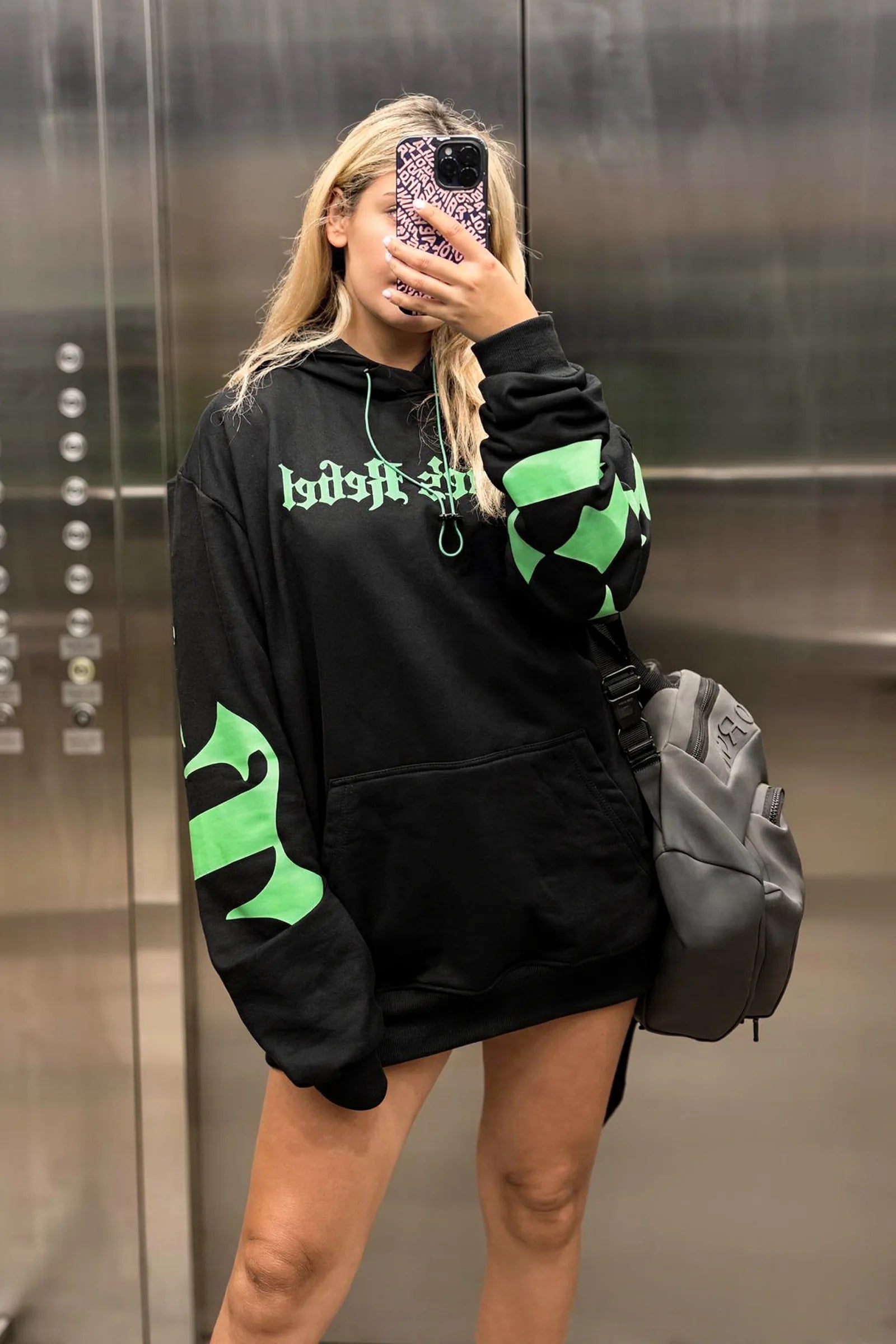 Polerón Hoodie Mafia Tendency Verde Flúor