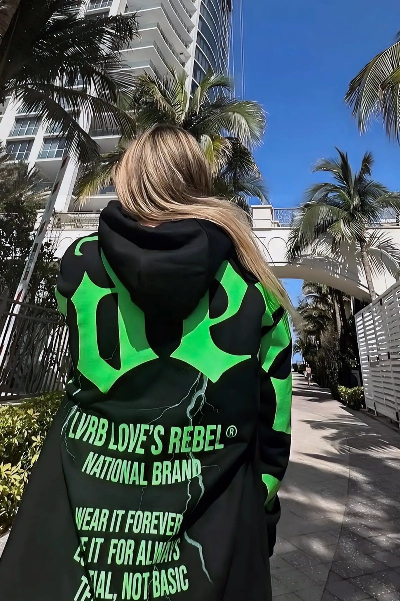 Polerón Hoodie Mafia Tendency Verde Flúor
