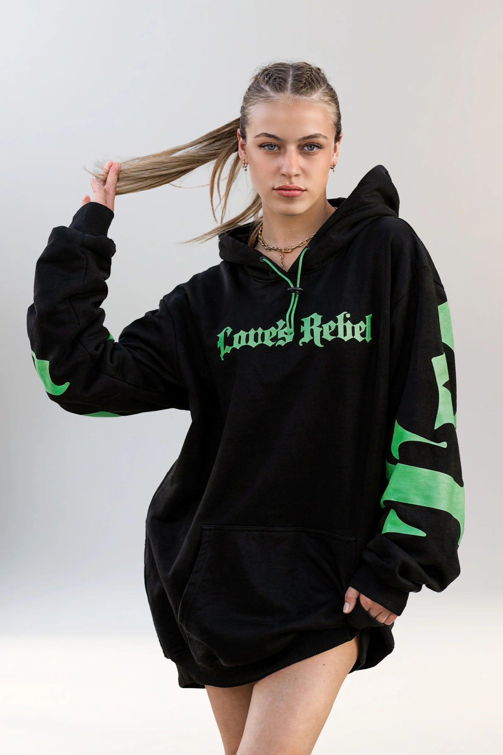 Polerón Hoodie Mafia Tendency Verde Flúor