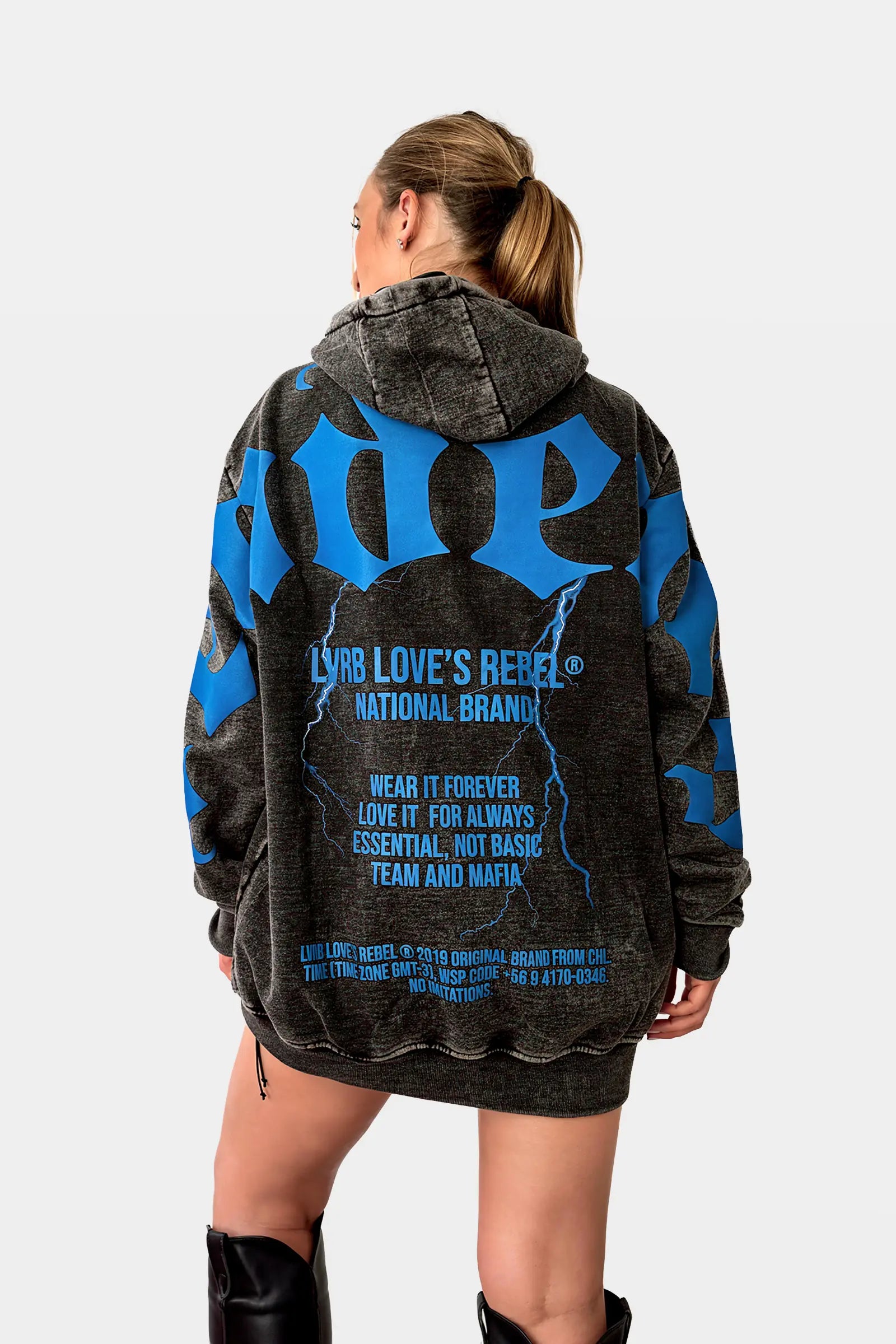 Polerón Hoodie Mafia Tendency Destroyed Azul
