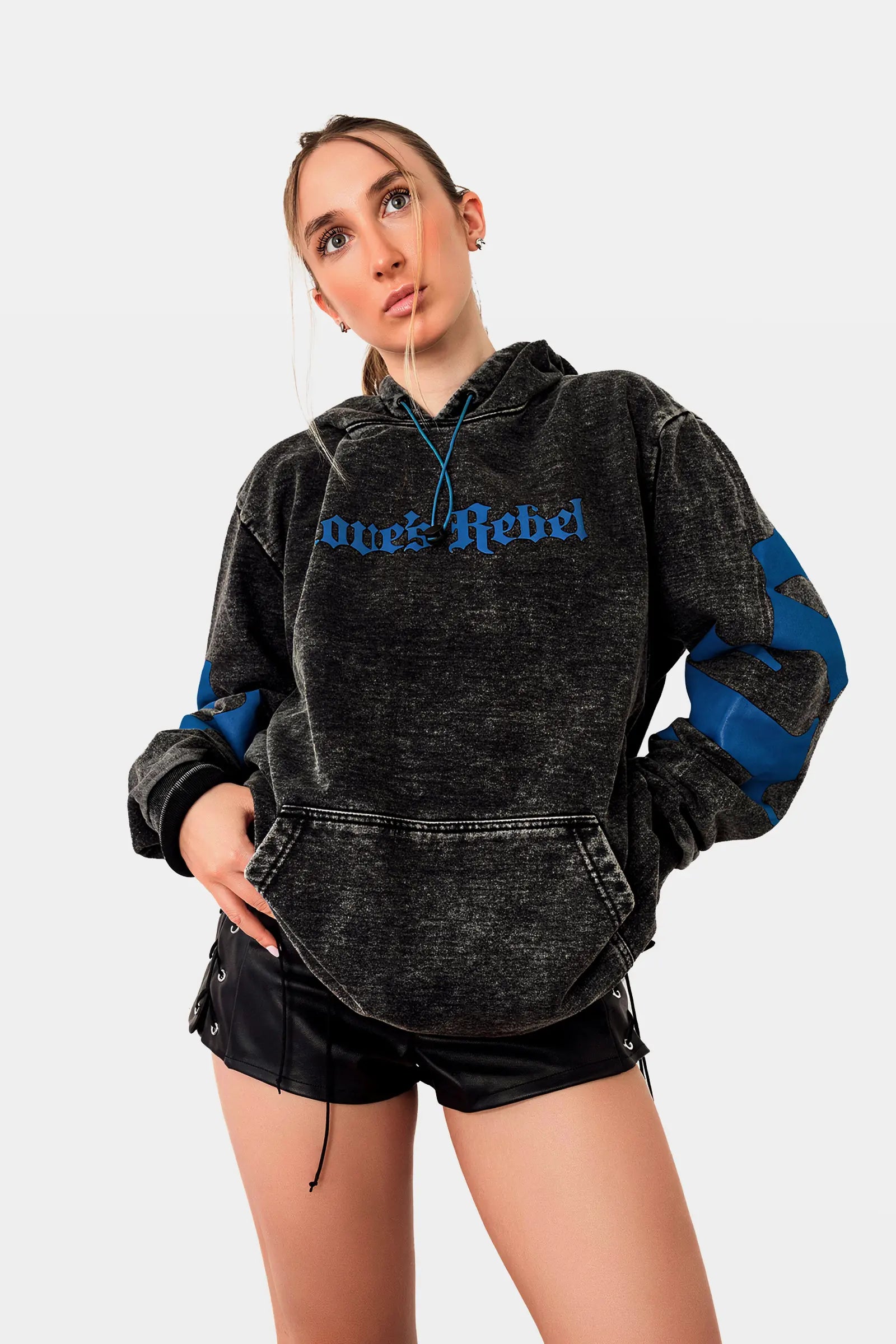 Polerón Hoodie Mafia Tendency Destroyed Azul
