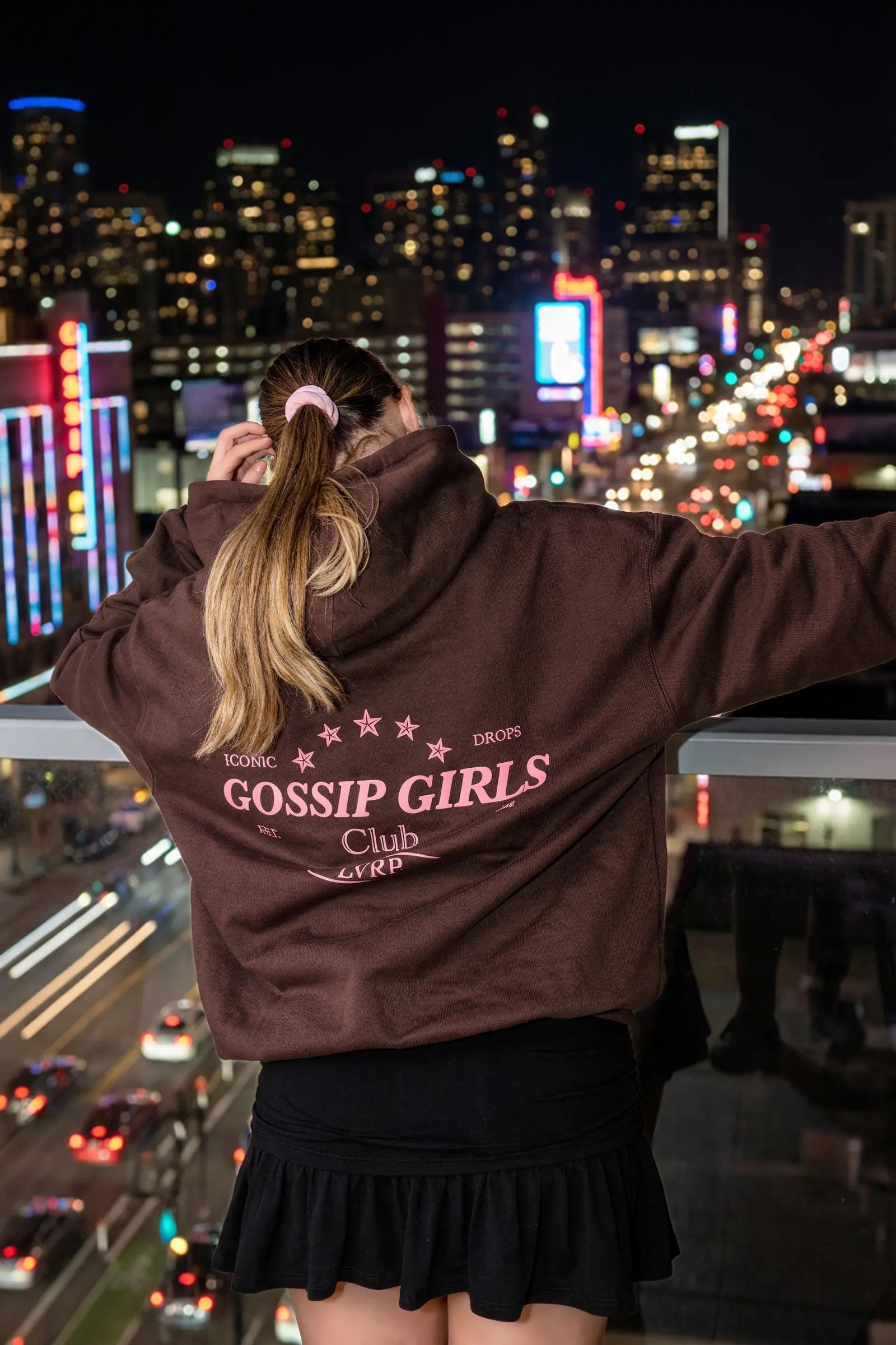 Polerón Hoodie Gossip Girls Mokka-Pink Boxy Fit